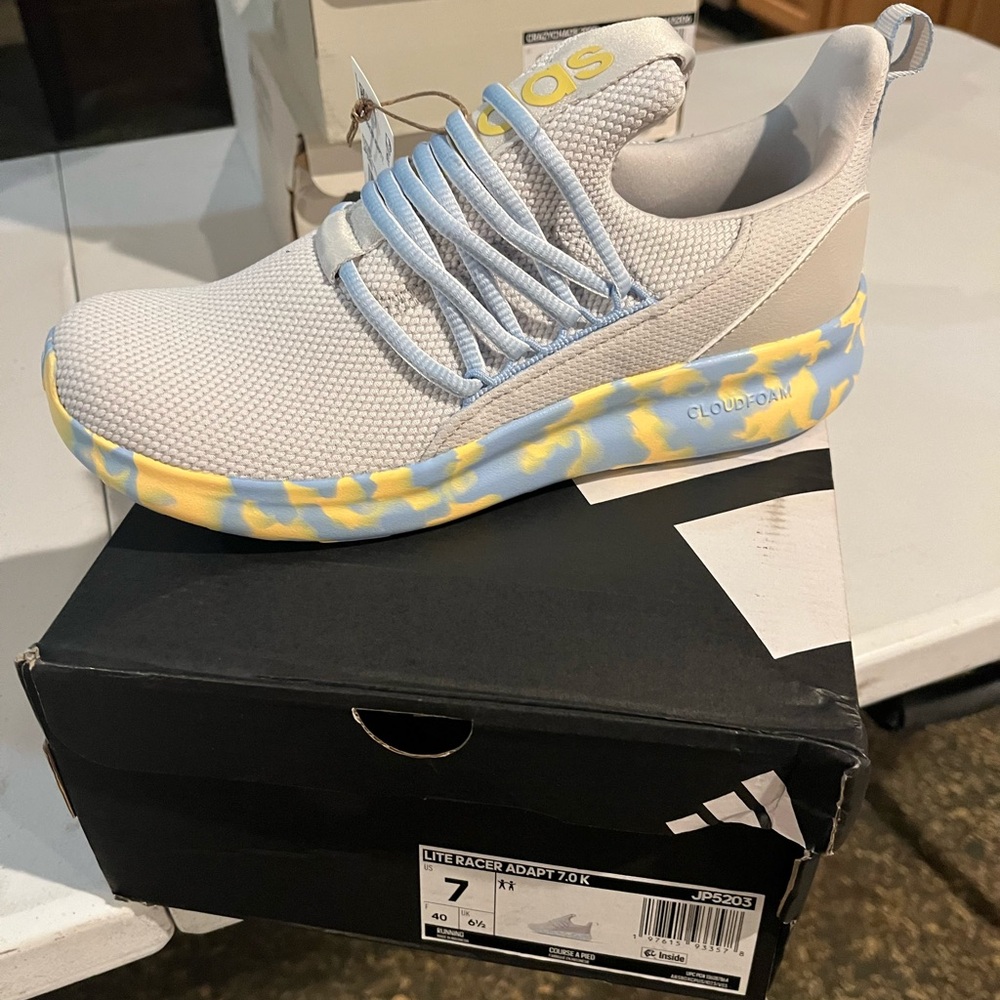 Adidas Kids Cloudfoam Sneakers - Gray and Yellow